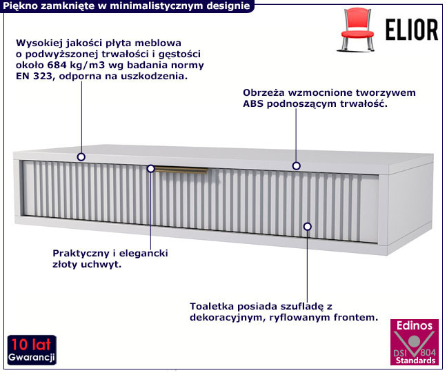 Kaszmirowa ryflowana toaletka ścienna - Zero