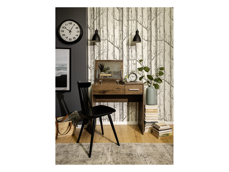 Toaletka Nepo Plus 80 cm z szufladą schowkiem i lustrem dąb sonoma