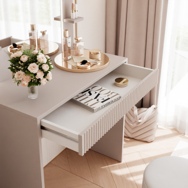 Toaletka z lustrem i oświetleniem ELENA w kolorze kaszmirowym