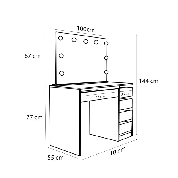 Toaletka z lustrem i szufladami