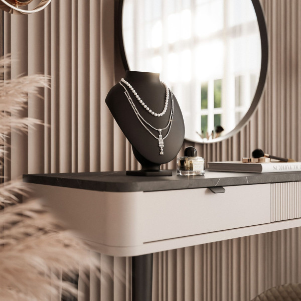 Toaletka NAVANI 130 cm z szufladami w kolorze kaszmirowym/szary kamień