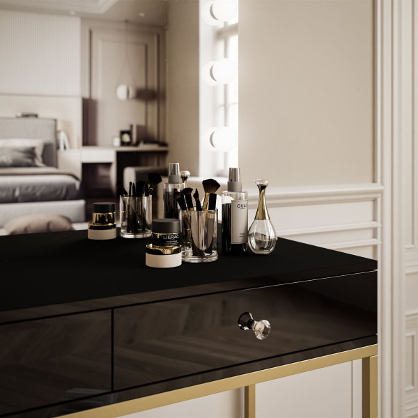 Toaletka BLANCO ELITE złoty/czarny połysk uchwyt kryształ