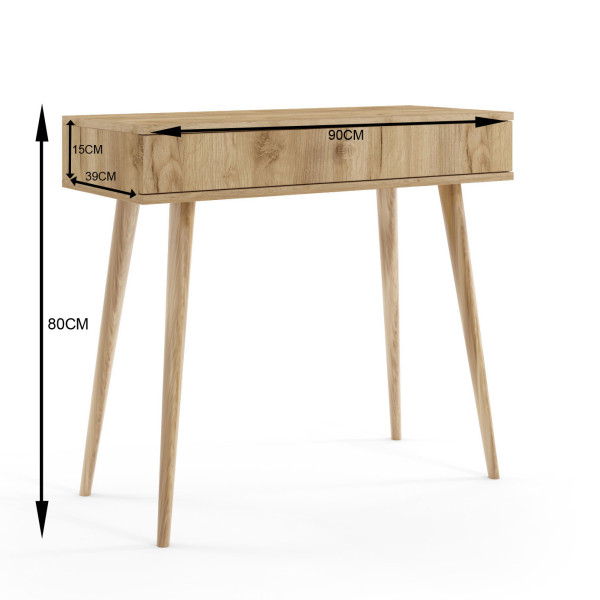 Toaletka z szufladami wysokie drewniane nogi IKON 90 Różowa