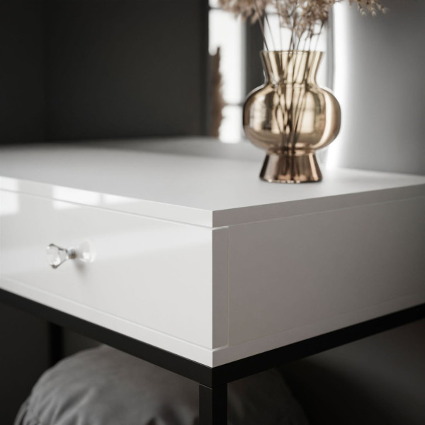 Toaletka QUINNIE biała uchwyt lustro prawe