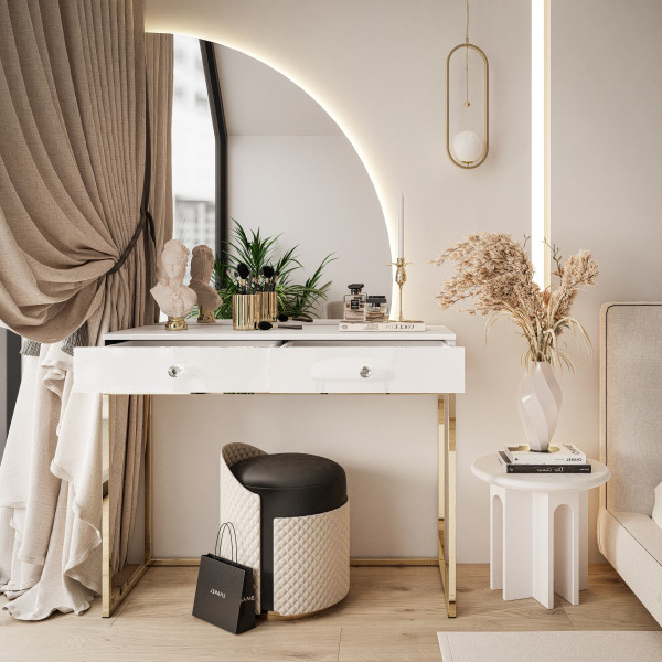 Toaletka QUINNIE złoty chrom/czarny uchwyt prawa