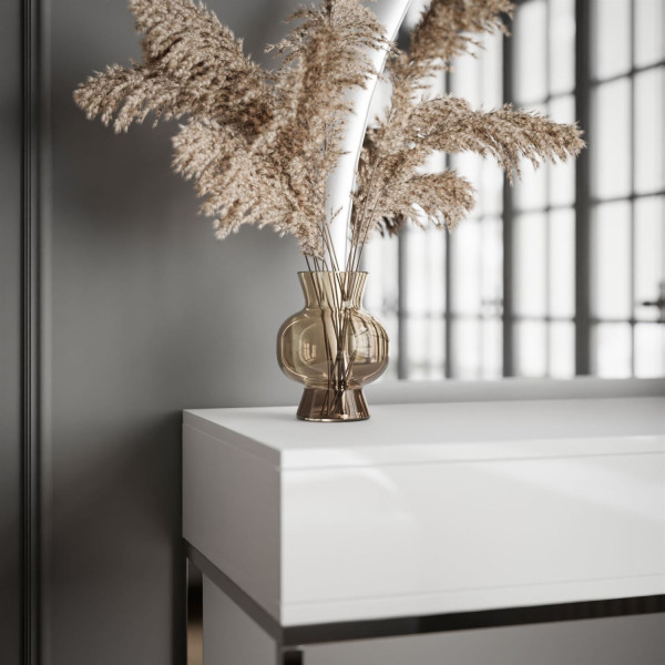 Toaletka QUINNIE biała push lustro lewe