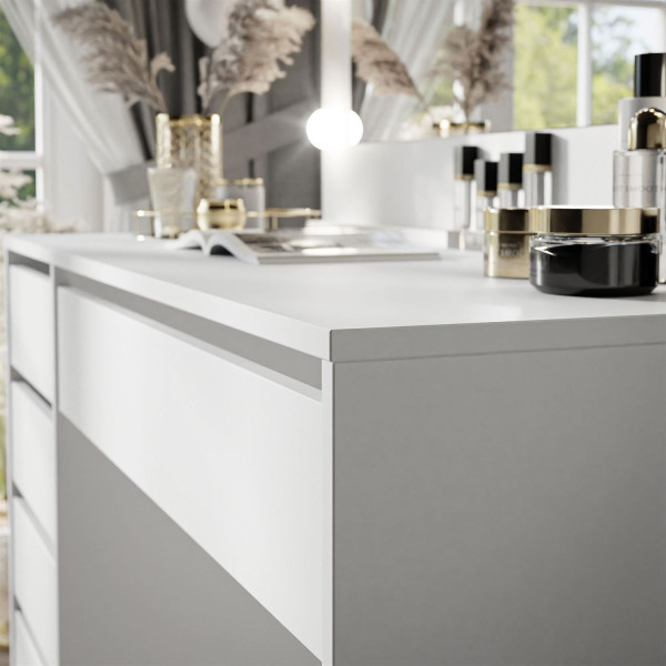 Toaletka MADA z lustrem i oświetleniem biały połysk