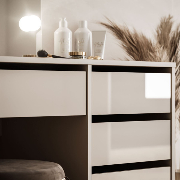 Toaletka MADA ELITE II z lustrem i oświetleniem kaszmir/kaszmir połysk