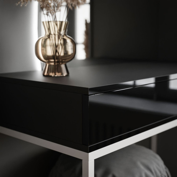 Toaletka QUINNIE biała push lustro lewe