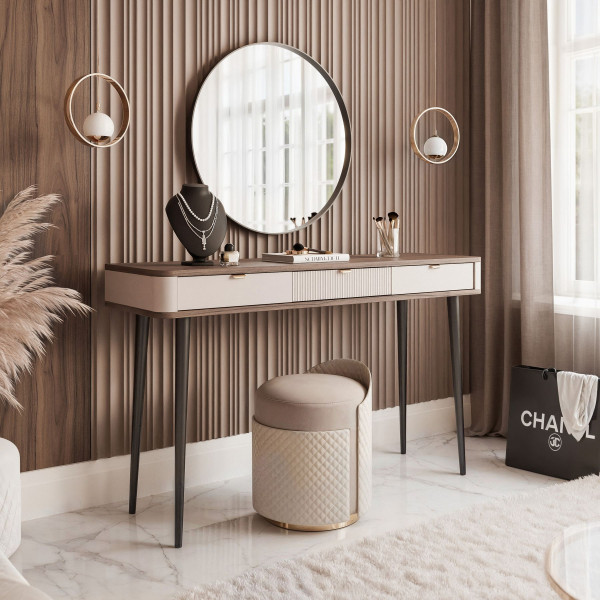 Toaletka NAVANI 130 cm z szufladami w kolorze kaszmirowym/szary kamień