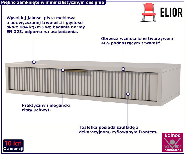Kaszmirowa ryflowana toaletka ścienna - Zero