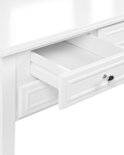 Toaletka biała z 5 szufladami lustrem i stołkiem