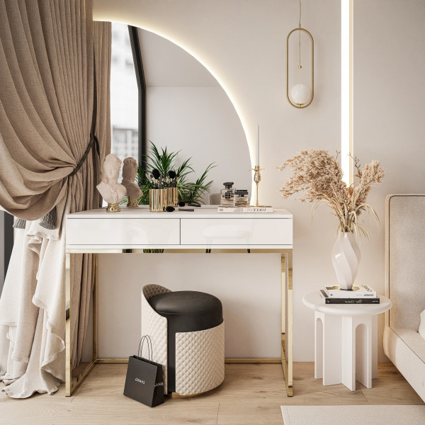 Toaletka QUINNIE złoty chrom/czarny uchwyt prawa