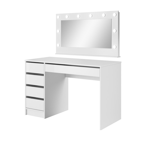 Toaletka MEGAN biały z szufladami i lustrem oświetlenie LED