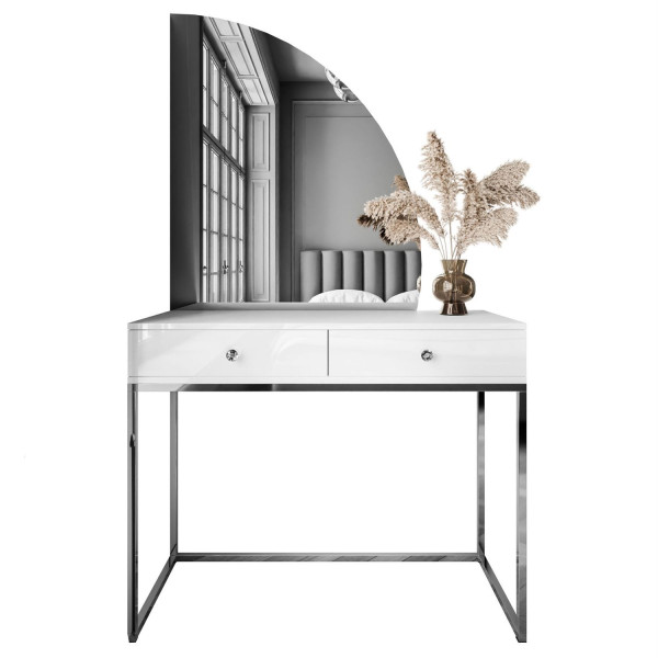 Toaletka QUINNIE biała uchwyt lustro prawe