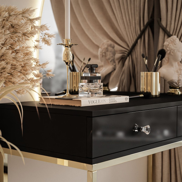 Toaletka QUINNIE złoty chrom/biały uchwyt lewa