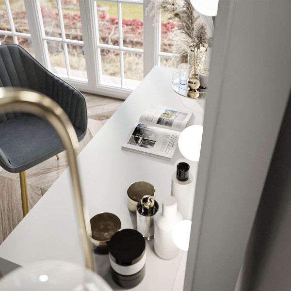 Toaletka MADA z lustrem i oświetleniem biały połysk