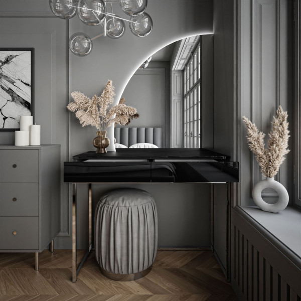 Toaletka QUINNIE biała push lustro lewe