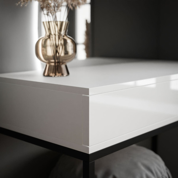 Toaletka QUINNIE biała push lustro lewe