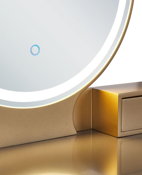 Toaletka zielono-złota 4 szuflady i lustro LED