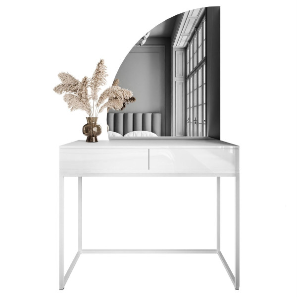 Toaletka QUINNIE biała push lustro lewe