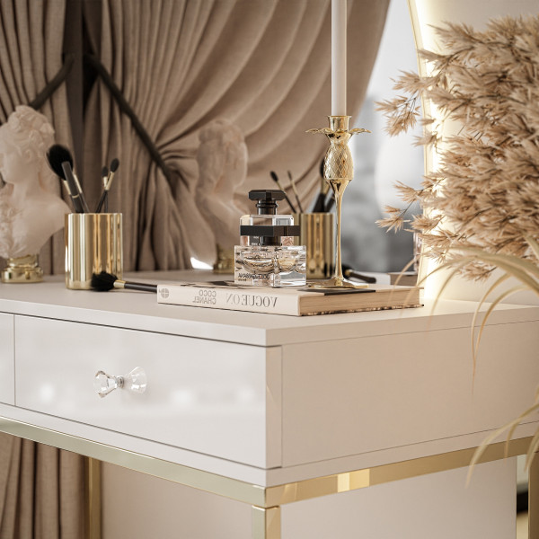 Toaletka QUINNIE złoty chrom/czarny uchwyt prawa