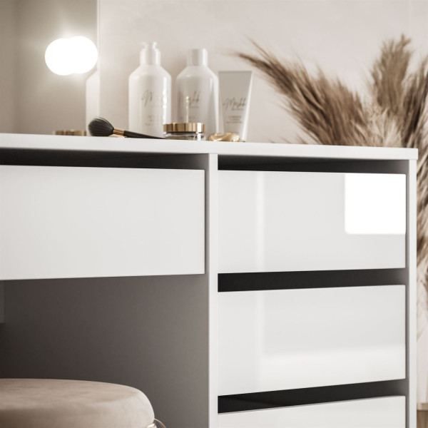 Toaletka MADA ELITE II z lustrem i oświetleniem kaszmir/kaszmir połysk