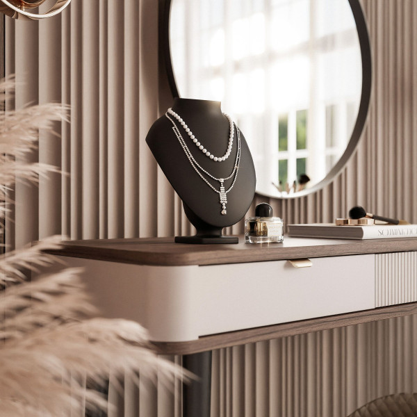 Toaletka NAVANI 130 cm z szufladami w kolorze kaszmirowym/szary kamień