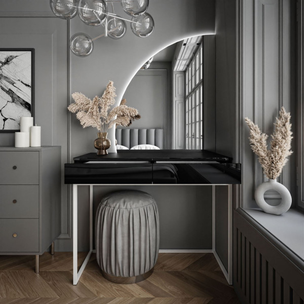 Toaletka QUINNIE biała push lustro lewe