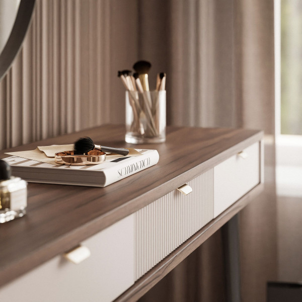 Toaletka NAVANI 130 cm z szufladami w kolorze kaszmirowym/szary kamień