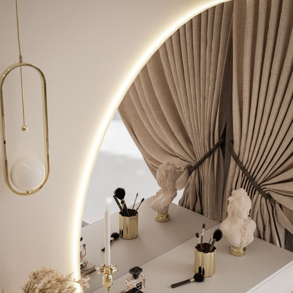 Toaletka QUINNIE złoty chrom/biały uchwyt lewa