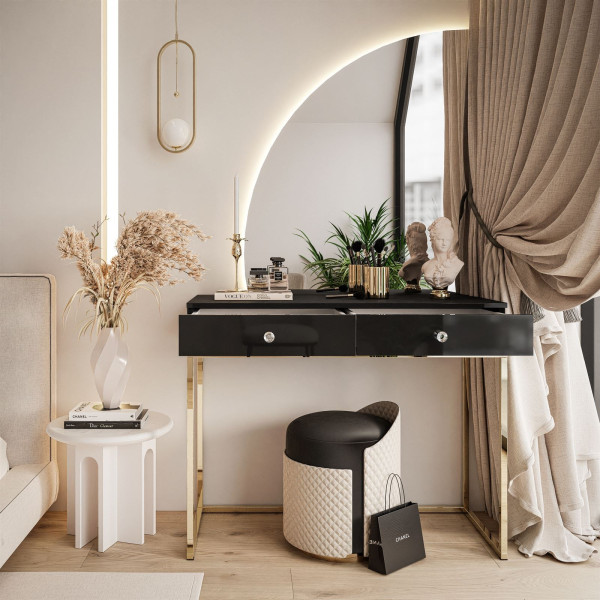 Toaletka QUINNIE złoty chrom/biały uchwyt lewa