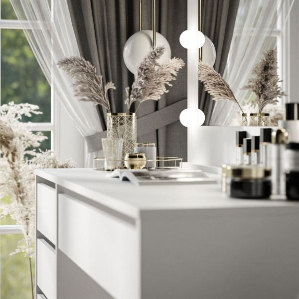 Toaletka MADA z lustrem i oświetleniem biały połysk