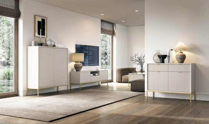 Biała Toaletka z szufladami Biurko Nova Złoty stelaż uchwyt