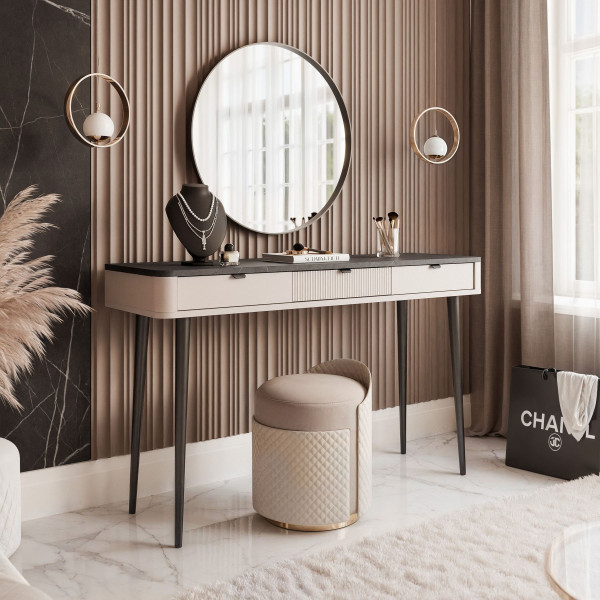 Toaletka NAVANI 130 cm z szufladami w kolorze kaszmirowym/szary kamień