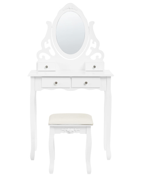 Toaletka biała z 4 szufladami i lustrem
