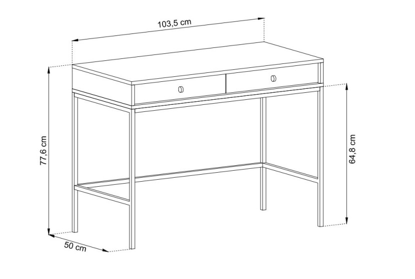 Toaletka biurko konsola złoty stelaż 2 szuflady MOLLY Beżowa