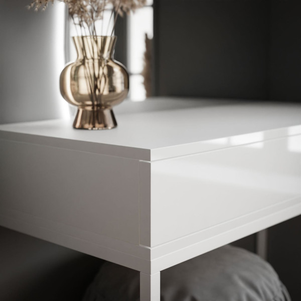 Toaletka QUINNIE biała push lustro lewe