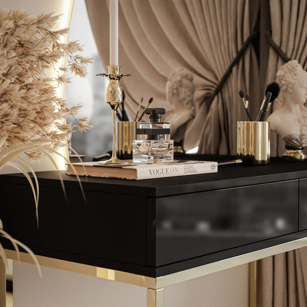 Toaletka QUINNIE złoty chrom/biały uchwyt lewa