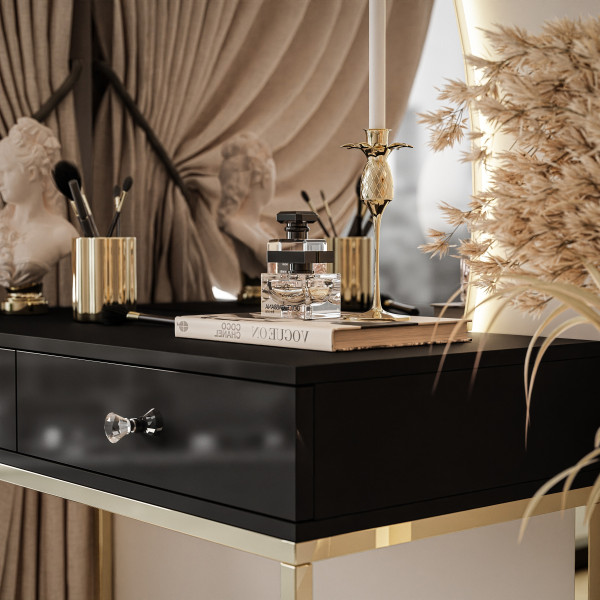 Toaletka QUINNIE złoty chrom/czarny uchwyt prawa