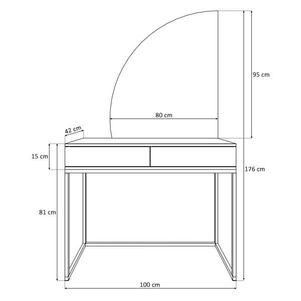 Toaletka QUINNIE biała push lustro lewe