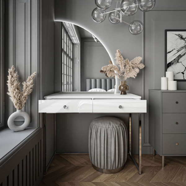 Toaletka QUINNIE biała uchwyt lustro prawe