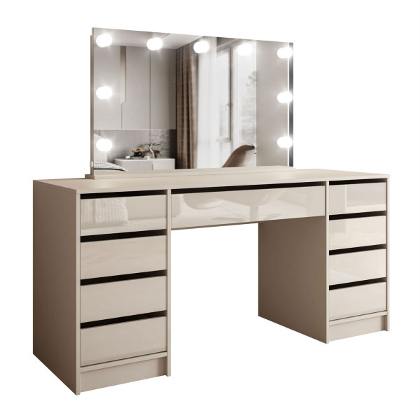 Toaletka MADA ELITE II z lustrem i oświetleniem kaszmir/kaszmir połysk