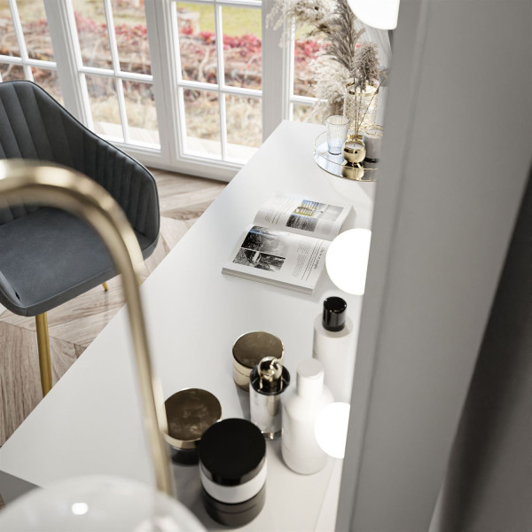 Toaletka MADA z lustrem i oświetleniem biały połysk