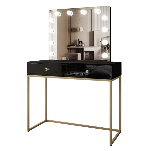 Toaletka BLANCO ELITE złoty/czarny połysk uchwyt kryształ