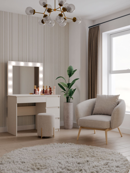 Toaletka kosmetyczna lustro Marina biurko Mijas lewe biel