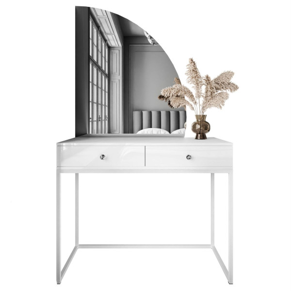 Toaletka QUINNIE biała uchwyt lustro prawe