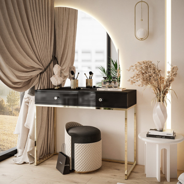 Toaletka QUINNIE złoty chrom/czarny uchwyt prawa