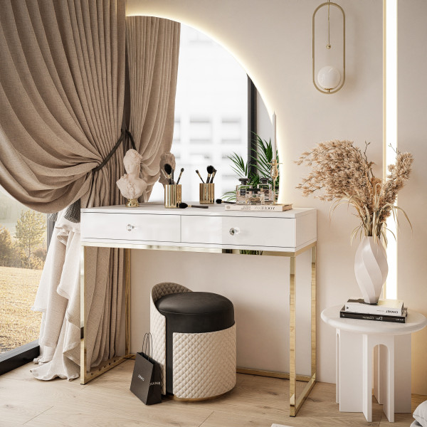 Toaletka QUINNIE złoty chrom/czarny uchwyt prawa