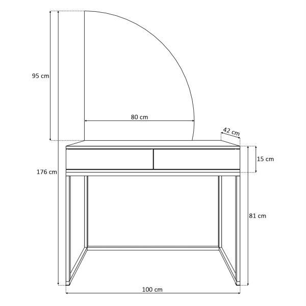 Toaletka QUINNIE biała uchwyt lustro prawe